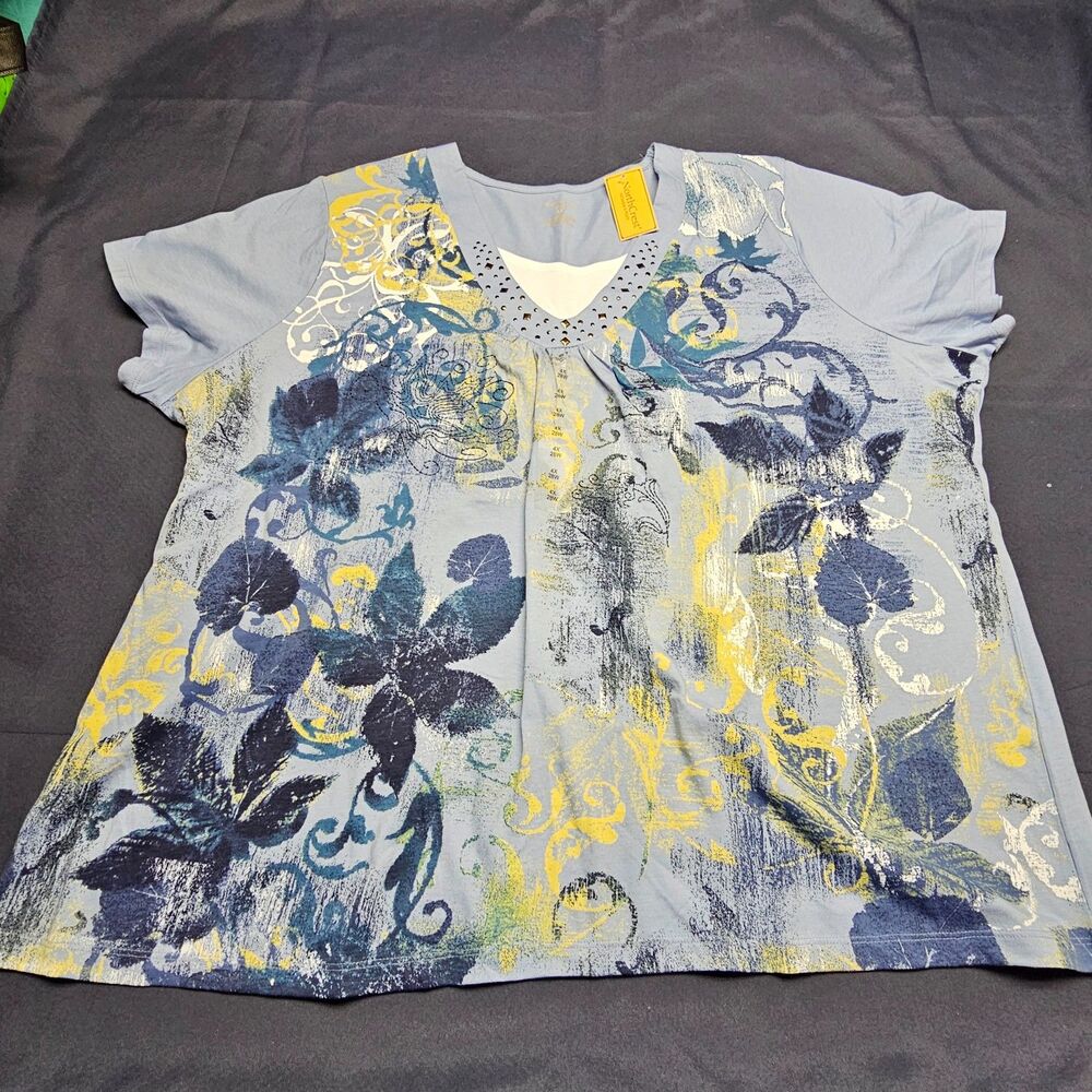 Lot of 3 4XL North Crest Duets Tops NWT Short Sleeve 3/4 Plus Size Women's Knit